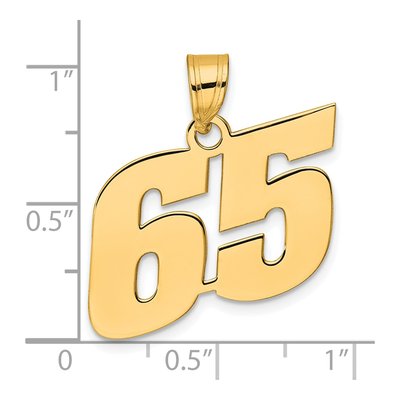 14K Yellow Gold Block Number 65 Pendant – view 5