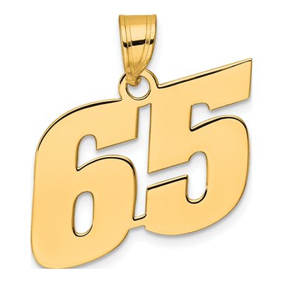 14K Yellow Gold Block Number 65 Pendant
