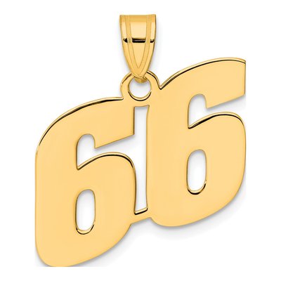 14K Yellow Gold Number 66 Pendant