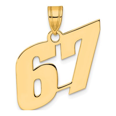 14K Yellow Gold Number 67 Pendant