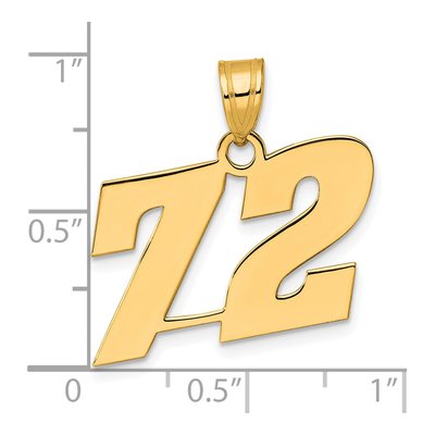 14K Yellow Gold Block Number 72 Pendant – view 5
