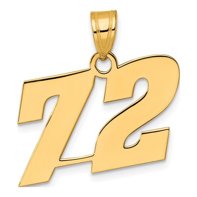 14K Yellow Gold Block Number 72 Pendant