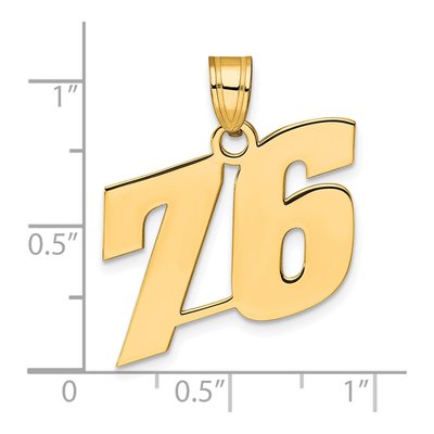 14K Yellow Gold Block Number 76 Pendant – view 5