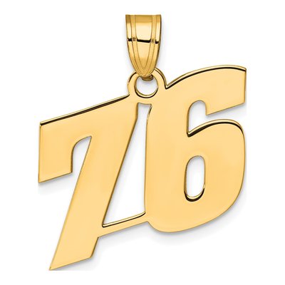 14K Yellow Gold Block Number 76 Pendant