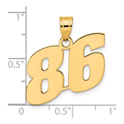 14K Yellow Gold Block Number 86 Pendant – view 5