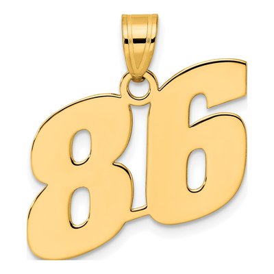 14K Yellow Gold Block Number 86 Pendant