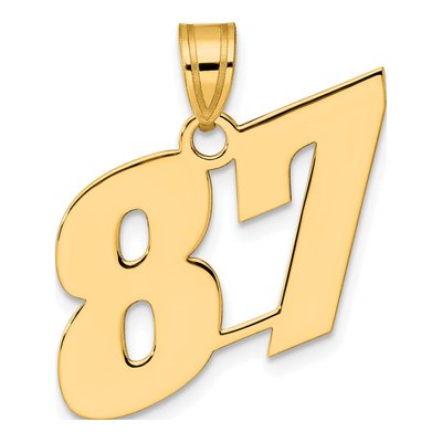 14K Yellow Gold Block Number 87 Pendant