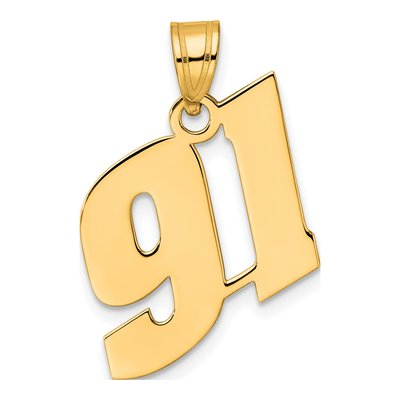 14K Yellow Gold Number 91 Pendant