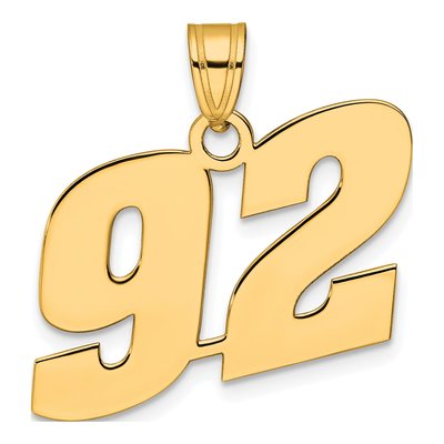 14K Yellow Gold Number 92 Pendant