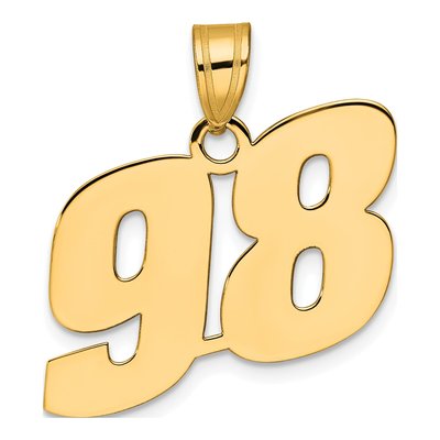 14K Yellow Gold Number 98 Pendant