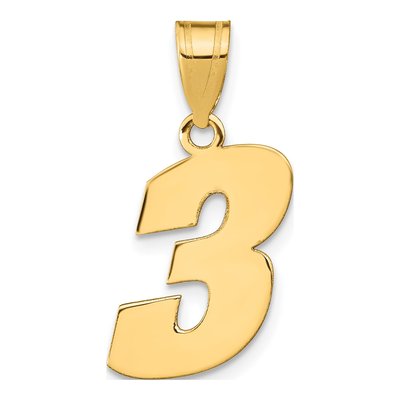 14K White Gold Number 3 Pendant
