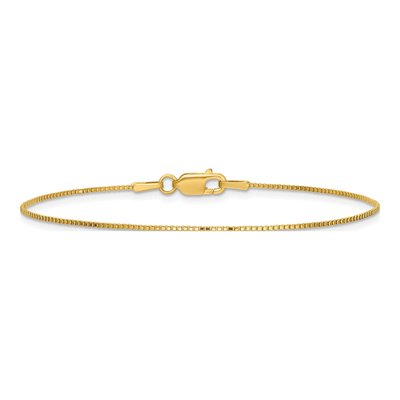 14K Yellow Gold 0.9mm Box Chain Bracelet – view 5