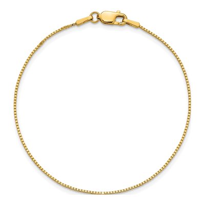 14K Yellow Gold 0.9mm Box Chain Bracelet – view 6
