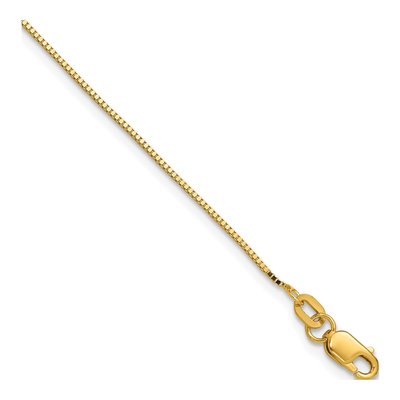 14K Yellow Gold 0.9mm Box Chain Bracelet