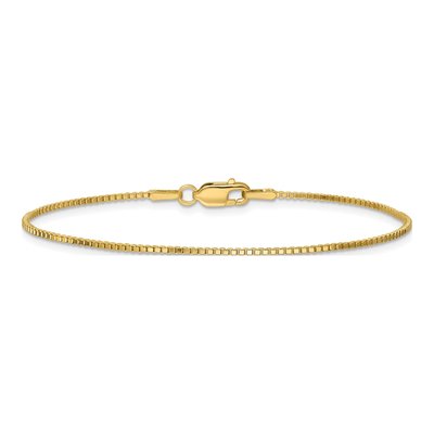 14K Yellow Gold Box Chain Bracelet, 7 in | Lobster Clasp – view 5