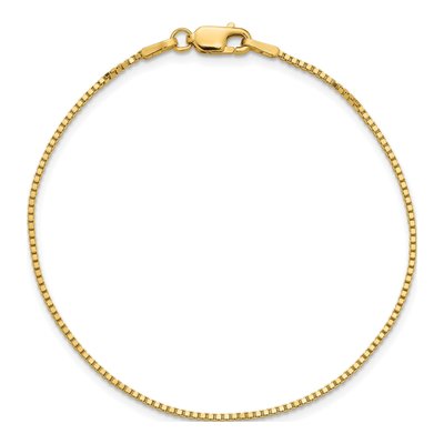 14K Yellow Gold Box Chain Bracelet, 7 in | Lobster Clasp – view 6