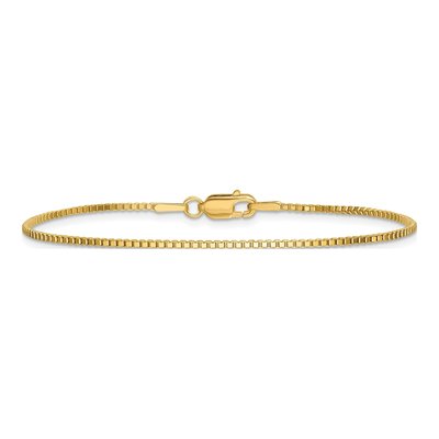 14K Yellow Gold 1.3mm Box Chain Bracelet – view 5