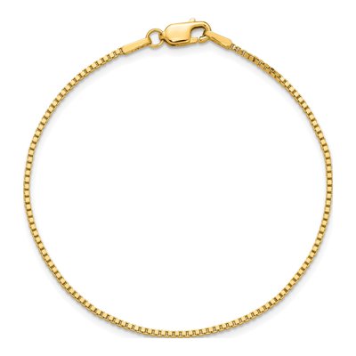 14K Yellow Gold 1.3mm Box Chain Bracelet – view 6