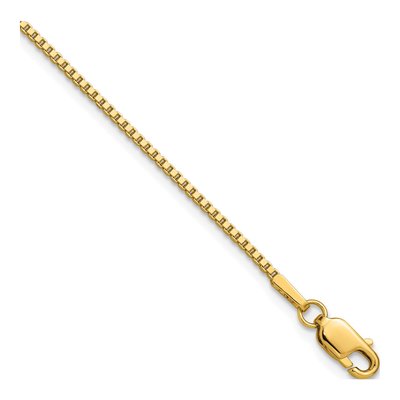 14K Yellow Gold 1.3mm Box Chain Bracelet
