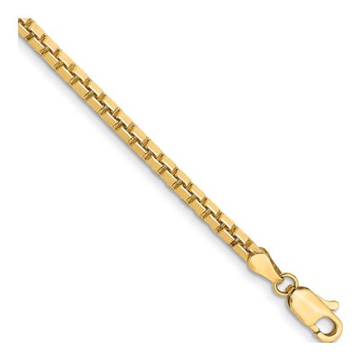 14K Yellow Gold 2.5mm Box Chain Bracelet