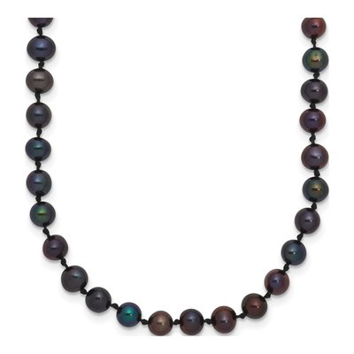 14K Yellow Gold Black Freshwater Cultured Pearl Necklace