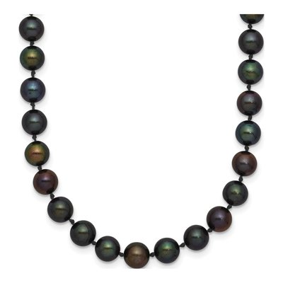 14K Yellow Gold Black Freshwater Cultured Pearl Necklace