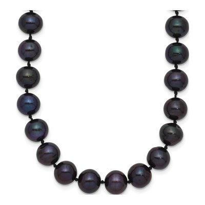 14K Yellow Gold Black Freshwater Cultured Pearl Necklace
