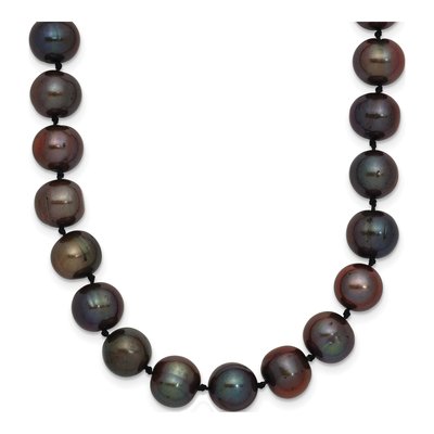 14K Yellow Gold Black Freshwater Cultured Pearl Necklace