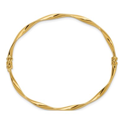 14K Yellow Gold Twisted Hinged Bangle Bracelet – view 3