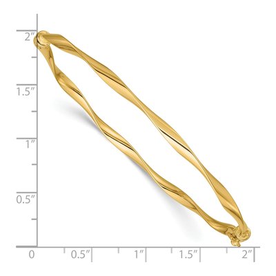 14K Yellow Gold Twisted Hinged Bangle Bracelet – view 4