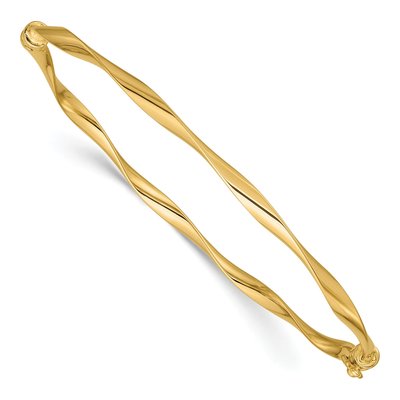 14K Yellow Gold Twisted Hinged Bangle Bracelet