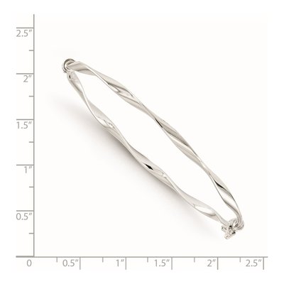 14K White Gold Twisted Hinged Bangle Bracelet – view 3