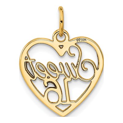 14K Yellow Gold Sweet 16-Heart Pendant – view 4