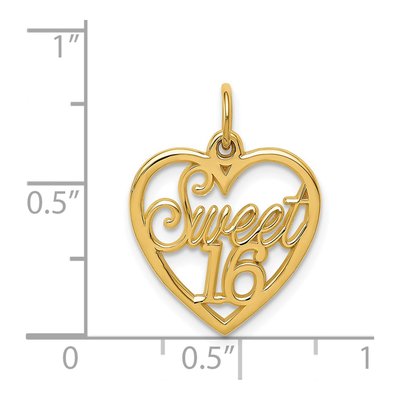 14K Yellow Gold Sweet 16-Heart Pendant – view 5