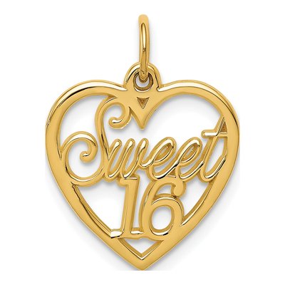 14K Yellow Gold Sweet 16-Heart Pendant