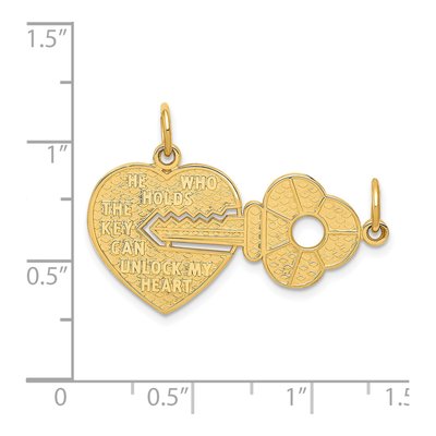 14K Yellow Gold Key Heart Break-Apart Charm – view 5