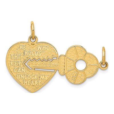 14K Yellow Gold Key Heart Break-Apart Charm