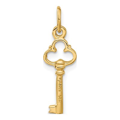 14K Yellow Gold Diamond-Cut Key Pendant – view 4