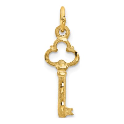 14K Yellow Gold Diamond-Cut Key Pendant