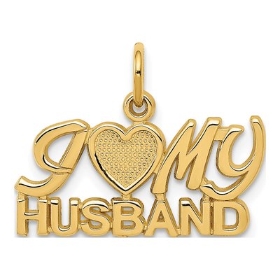 14K Yellow Gold I Heart My Husband Charm