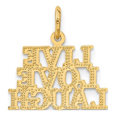14K Yellow Gold LIVE LOVE Laugh Pendant – view 4