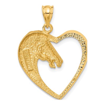 14K Yellow Gold Horse Heart Pendant – view 4