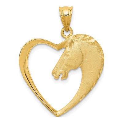 14K Yellow Gold Horse Heart Pendant