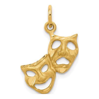 14K Yellow Gold Comedy Tragedy Pendant