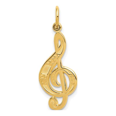 14K Yellow Gold Treble Clef Charm