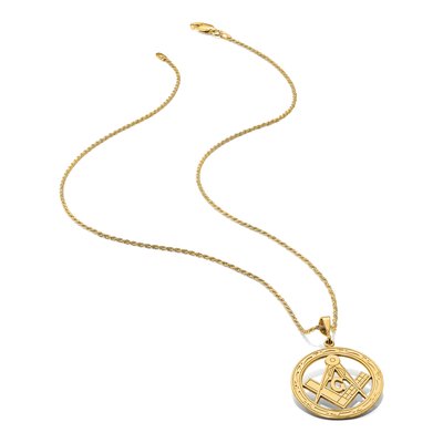 14K Yellow Gold Large Masonic Symbol Pendant – view 6