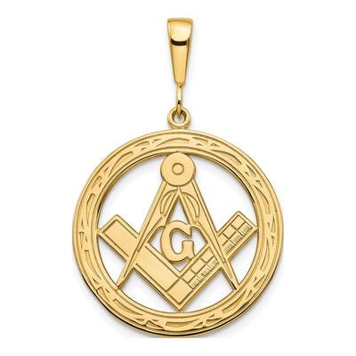 14K Yellow Gold Large Masonic Symbol Pendant