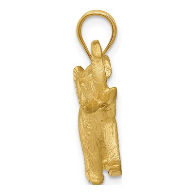 14K Yellow Gold Diamond-Cut Elephant Pendant – view 3