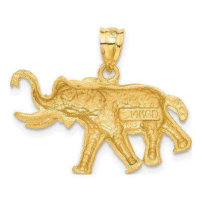 14K Yellow Gold Diamond-Cut Elephant Pendant – view 4