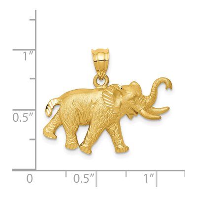 14K Yellow Gold Diamond-Cut Elephant Pendant – view 5
